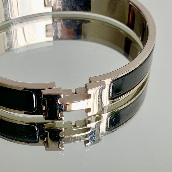 Hermes Click Silver and Black H Bracelet - Picture 6 of 11